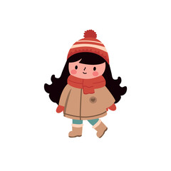  little girl in  winter. vector Illustration on a white background