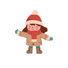  little girl in winter clothes. Vector illustration in cartoon style.