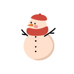 Snowman icon in flat color style. Winter christmas snowman