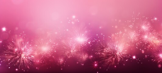 HAPPY NEW YEAR 2024 - Firework silvester New Year's Eve Party celebration holiday background banner greeting card illustration - Closeup of pink glitter fireworks pyrotechnics with bokeh lights