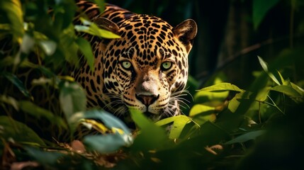 Stealthy Jaguar: Stalking Prey in Jungle Shadows