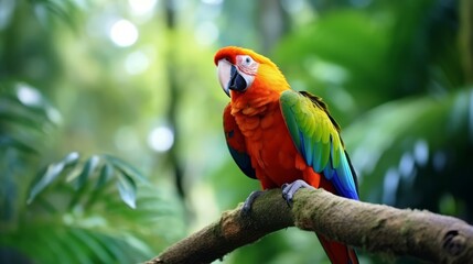 Parrot Amid Tropical Rainforest: Lush Wildlife Focus
