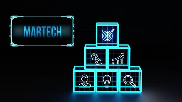 Martech marketing technology concept on virtual screen interface. Business, Technology, Internet and network concept.