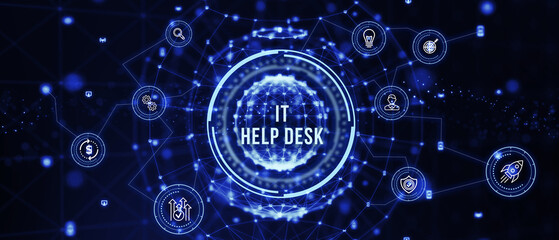 IT consultant presenting tag cloud about information technology. 3d illustration