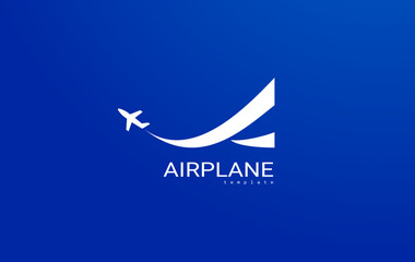 Airplane logo fly takeoff plane silhouette vector