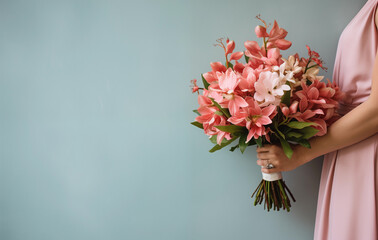 Bouquet of spring pink flowers