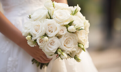 Wedding bouquet of white roses