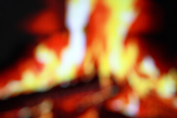 Portrait of a blurry bonfire at night, bokeh image