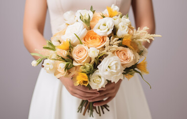 Obraz na płótnie Canvas Bride with Rustic bouquet