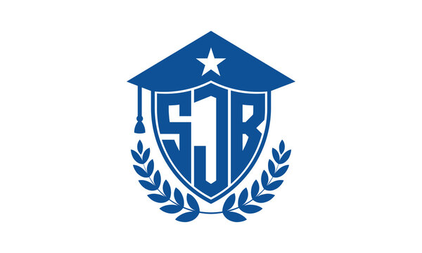 SJB three letter iconic academic logo design vector template. monogram, abstract, school, college, university, graduation cap symbol logo, shield, model, institute, educational, coaching canter, tech