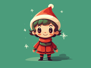 Vector illustration of little child with Santa's hat - 688565418