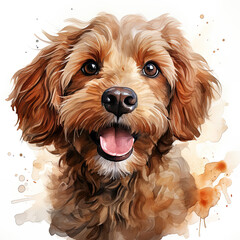 watercolor Cavapoo clipart, Generative Ai