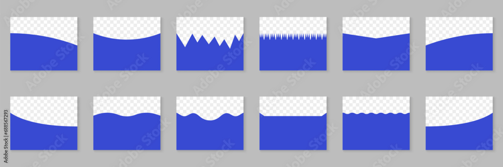 Aufkleber separator collection for poster, app, banner. divider shape for website top section. curve line, abs