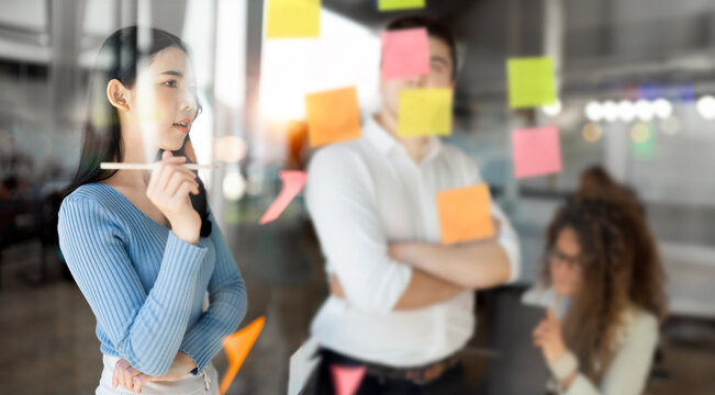 Young creative happy people entrepreneur on a business meeting in office