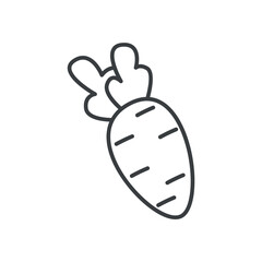 Kawaii element of set in black line design. Demonstration of art with this kawaii-style carrot, complete with an endearing black outline. Vector illustration.