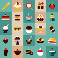 Desserts flat icons. 