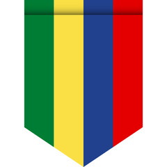 Mauritius flag or pennant isolated on white background. Pennant flag icon.