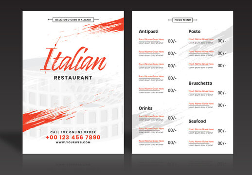 Italian Restaurant Menu Card Design
