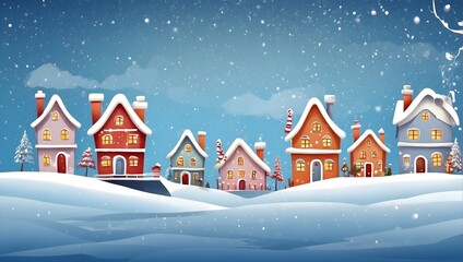 Fototapeta premium abstract christmas houses in winter with copy space digital art