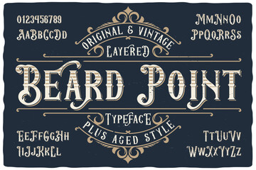 Vintage label font named Beard Point. Original typeface for any your design like posters, t-shirts, logo, labels etc. - 688570013