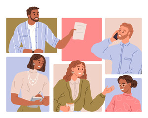 Obraz premium Video conference. Vector illustration. Video calling enables real-time communication and connection Video calling has become integral part our digital communication landscape Videoconferencing