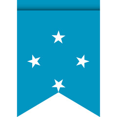 Micronesia flag or pennant isolated on white background. Pennant flag icon.
