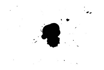 Blots of black ink isolated on white, top view
