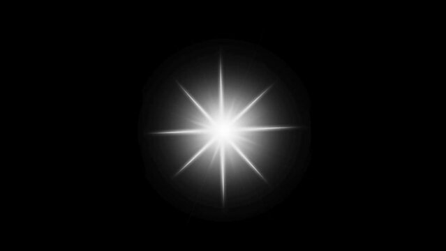 Starlight, twinkling star, Stars shine effect, blinking light effect on transparent background with alpha channel. Twinkle animation.