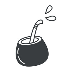 Travel element of set in black line design. The tropical cocktail in this picture suggests that you need to relax and go on a trip. Vector illustration.