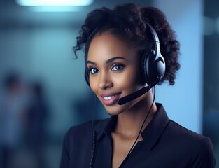 attractive young black woman with headphones 