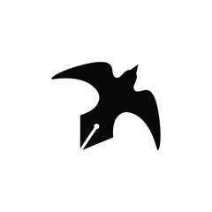 pen bird creative education logo design graphic vector