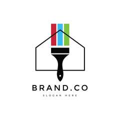 house painting services renovation logo design graphic vector