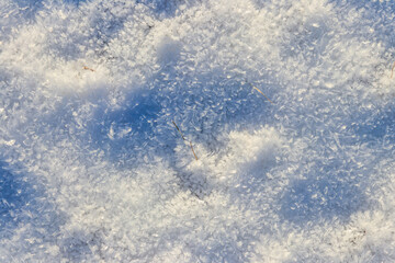 Texture of the white snow. Winter background