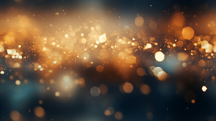 Fototapeta na wymiar Gold Dust Particles with Bokeh and Flare Effects - Seamless tile. Endless and repeat print.