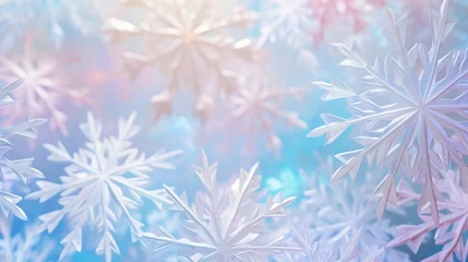 Fotobehang background with snowflakes in soft pastel colors. © dashtik