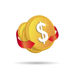 The concept of money turnover in large business. 3d vector illustration, icon.