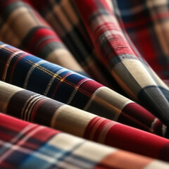 Plaid material. Texture of wool material.