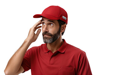 Confused Courier Puzzled Amid Deliveries Isolated on a Transparent Background PNG