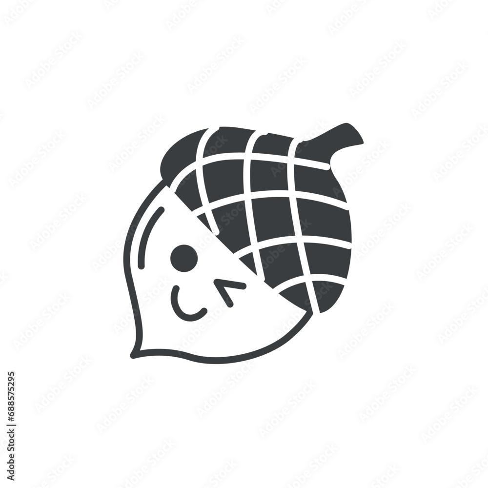 Poster autumn element of set in black line design. the snug feel of fall with a black-outlined acorn in thi