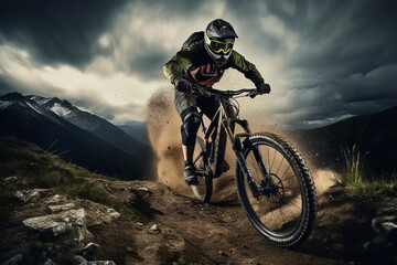 Fototapeta na wymiar Mountain bike on dark background
