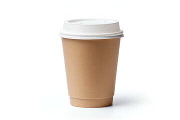 Paper cup, hot latte cup, on white background Generated AI