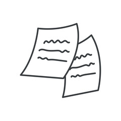 Element of Back to school themed set in black line design. Back-to-school theme with black-outlined papers, add a touch of creativity to illustration. Vector illustration.