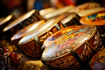 Traditional Brazilian instruments, such as the pandeiro and tamborim - obrazy, fototapety, plakaty