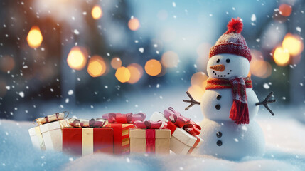 Obraz premium snowman with snowflakes