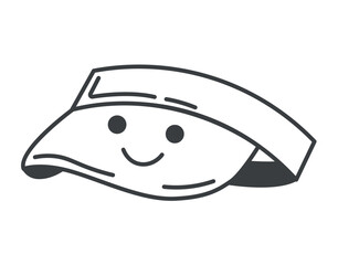 Sport element of set in black line design. This black-outlined tennis hat illustration is a must-have for any sport-themed design, adding a touch of authenticity to your visuals. Vector illustration.
