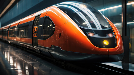 Modern Bullet Train Travel Through Metro City Background