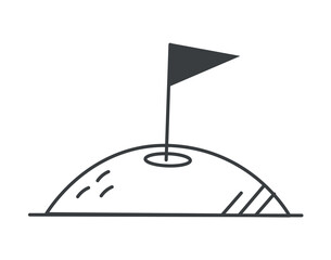 Sport element of set in black line design. The golf hole illustration is a classic symbol of the sport, perfect for enhancing your golf-themed designs with a touch of elegance. Vector illustration.