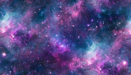 seamless space texture background stars in the night sky with purple pink and blue nebula a high resolution astrology or astronomy backdrop pattern - obrazy, fototapety, plakaty