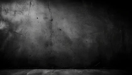 Deurstickers grunge dark black textured concrete wall background © Robert