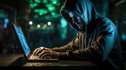 Hooded computer hacker